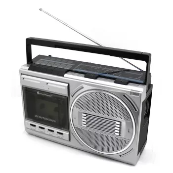 Nešiojamas kasečių grotuvas Soundmaster RR20SI – FM/MW/SW radijas, 3 W RMS, 3,5 mm ausinės, juodas/sidabrinis