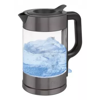 Elektrinis virdulys ProfiCook PC-WKS 1322 G – 1,7 l, 2200 W, stiklinis korpusas, nerūdijantis plienas, juodas/permatomas