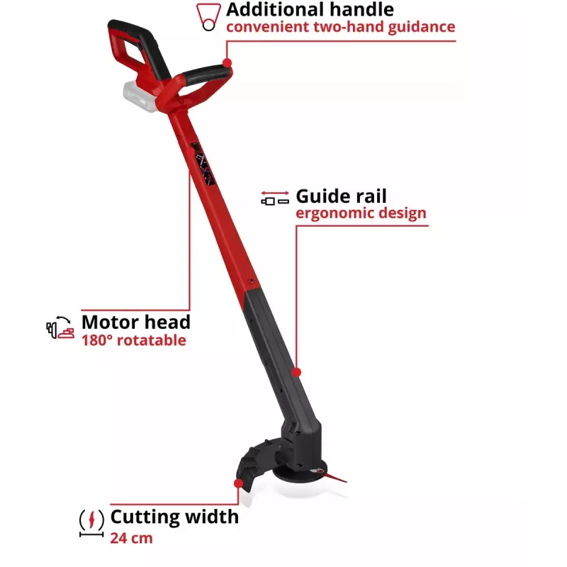 Belaidis žoliapjovės pjūklas EINHELL Power X-Change GC-CT 18/2411 Li P-Solo, 18 V, raudonas/juodas (be akumuliatoriaus ir įkroviklio)