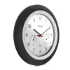 Mebus 19449 apvalus radijo valdomas laikrodis su termometru ir higrometru, 30 cm, juodas/baltas