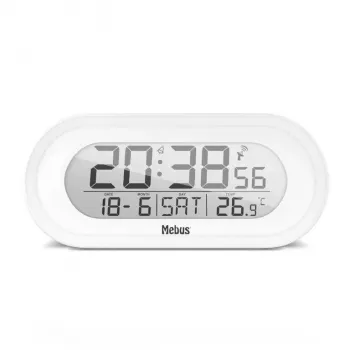 Skaitmeninis žadintuvas Mebus 25808 Oval White Blue backlight Battery AAA