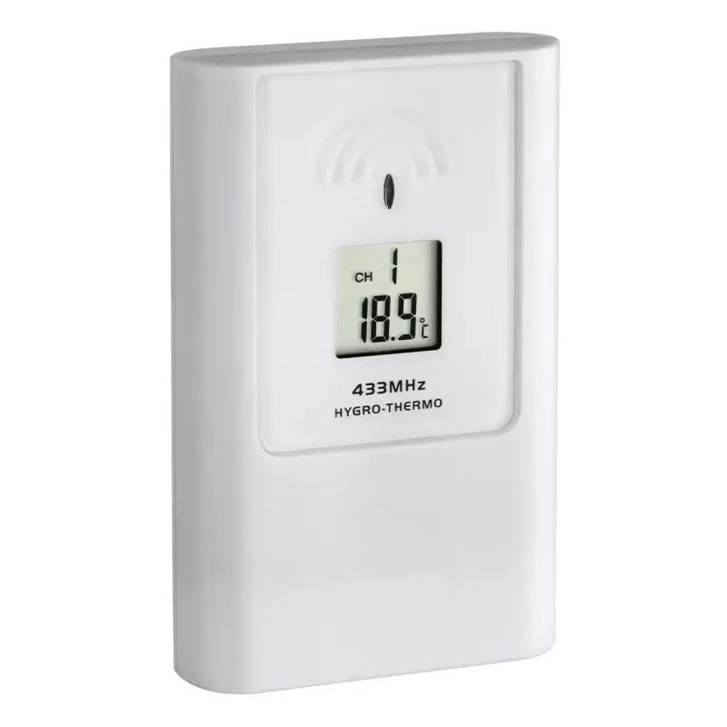 Oro stotelė vidaus / lauko tfa dostmann Casa White LCD belaidė 0.433 GHz, AA 1,5 V, 141×100×48 mm