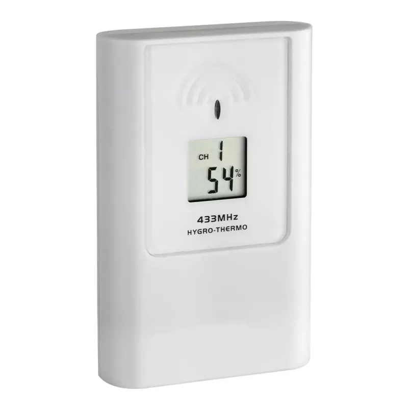 Oro stotelė vidaus / lauko tfa dostmann Casa White LCD belaidė 0.433 GHz, AA 1,5 V, 141×100×48 mm