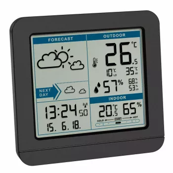 Oro sąlygų ekranas TFA Dostmann Sky Black LCD belaidis termometras-higrometras (vidaus / lauko, 0,433 GHz, AAA)