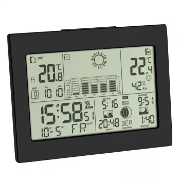 Vidaus / lauko termometras ir higrometras TFA-Dostmann Horizon Black