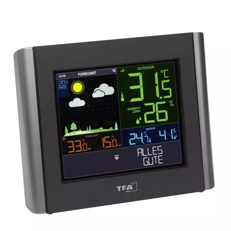 Belaidė orų stotelė TFA-Dostmann VIEW METEO Black, Wi-Fi, drėgmė 10-99%
