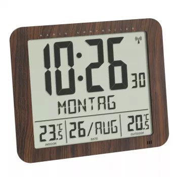 Radijo valdomas skaitmeninis žadintuvas TFA-Dostmann 60.4518.08 Wood LCD 433 MHz