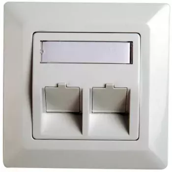 Rėmelis RJ45 adapterinis Cat.5e Telegärtner H02010A0040 45° dvigubas 80x80 mm alpinė balta