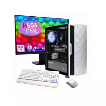 Stalinis kompiuteris Hyrican GAMEMAX MegaDeal Diamond WT SET2702 su AMD R7-5700X, 16 GB RAM, 1 TB SSD, NVIDIA RTX 5060, Windows 11, įsk. monitorių MSI PRO MP273A 27 colių LED