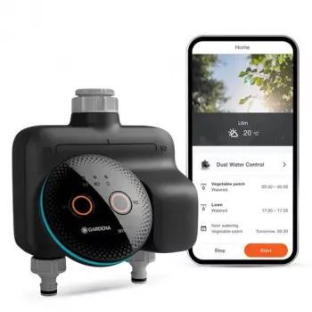 GARDENA belaidis laistymo valdiklis Smart Dual Water Control 19034-20 – Bluetooth, baterija (AA), juodas