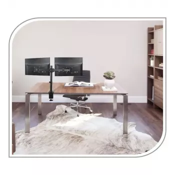 Laikiklis dviems monitoriams PureMounts PM-OFFICE-02, 68.6 cm (27 inch), stalas, juodas