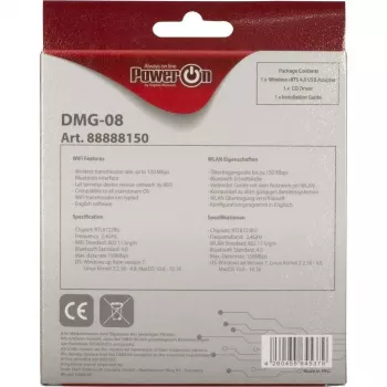 Belaidis adapteris Inter-Tech DMG-08 WLAN Bluetooth 150 Mbit/s