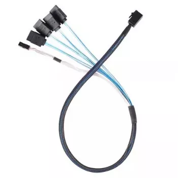 SILVERSTONE SAS į 4×SATA laidas CPS05-RE 0,6 m SFF-8643 į 4×7 kontaktų SATA