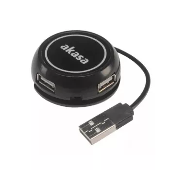 USB šakotuvas Akasa Connect4C 4-IN-1 juodas