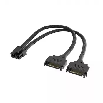Maitinimo adapterio laidas Akasa Dual SATA į 8 kontaktų CPU (AK-CBPW33-15) 15 cm