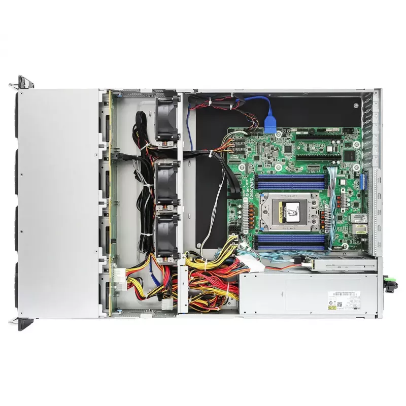 Serverio važtaraštis ASRock 2U12L2S-SIENA (2U) — AMD SoC, Socket SP6, 12×3,5 colio + 2×2,5 colio lizdai, 800 W maitinimo šaltinis, DDR5 iki 96 GB