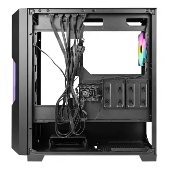 PC korpusas AZZA Guardian Glass Midi Tower — juodas, ATX/Micro-ATX/ITX/EATX, palaiko 3.5 colio×2 / 2.5 colio×4, priekyje 120/140 mm ventiliatorius