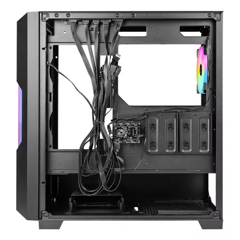 PC korpusas AZZA Guardian Glass Midi Tower — juodas, ATX/Micro-ATX/ITX/EATX, palaiko 3.5 colio×2 / 2.5 colio×4, priekyje 120/140 mm ventiliatorius
