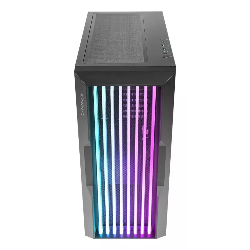 PC korpusas AZZA Guardian Glass Midi Tower — juodas, ATX/Micro-ATX/ITX/EATX, palaiko 3.5 colio×2 / 2.5 colio×4, priekyje 120/140 mm ventiliatorius