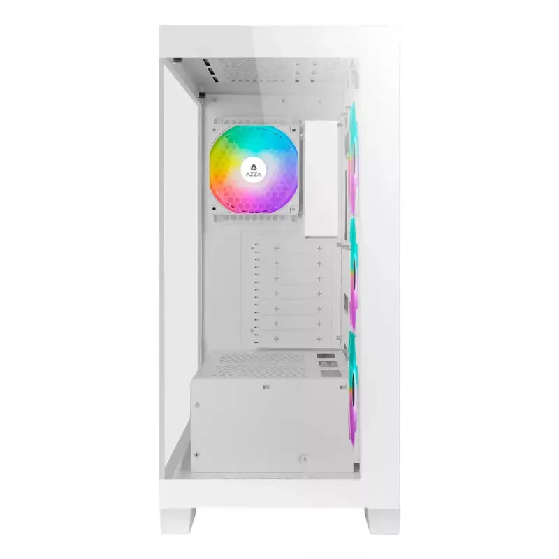 PC Midi Tower AZZA Cove (CSAZ-570W) — Juoda, ATX/Micro-ITX/ITX, 3x120mm šoniniai ventiliatoriai, 1x120mm galinis ventiliatorius, palaiko 2,5 colio ir 3,5 colio diskus