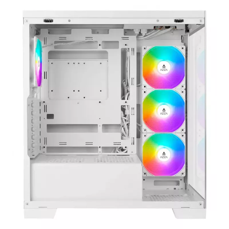 PC Midi Tower AZZA Cove (CSAZ-570W) — Juoda, ATX/Micro-ITX/ITX, 3x120mm šoniniai ventiliatoriai, 1x120mm galinis ventiliatorius, palaiko 2,5 colio ir 3,5 colio diskus
