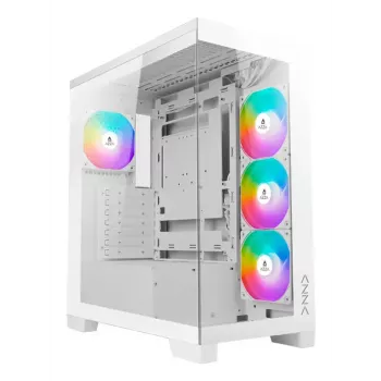 PC Midi Tower AZZA Cove (CSAZ-570W) — Juoda, ATX/Micro-ITX/ITX, 3x120mm šoniniai ventiliatoriai, 1x120mm galinis ventiliatorius, palaiko 2,5 colio ir 3,5 colio diskus