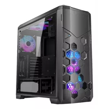 PC korpusas AZZA STORM ARGB Full Tower — Juodas, ATX/Micro-ATX/EATX, 2x 3.5 colio + 6x 2.5 colio vietos, ARGB ventiliatoriai sumontuoti