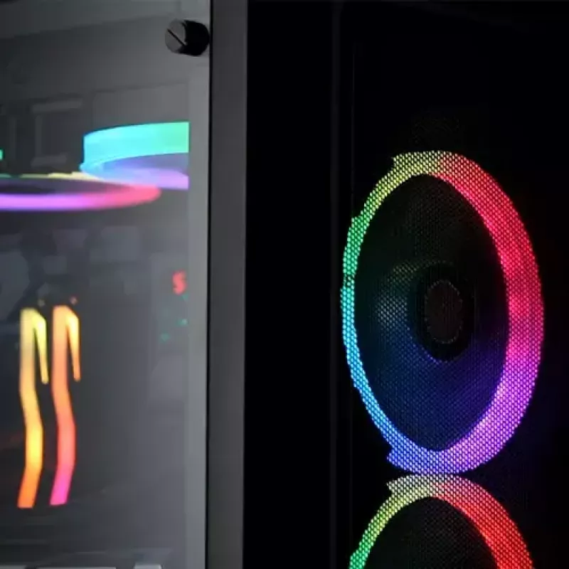 Korpusas Midi Tower RAIJINTEK Ponos MS – juodas, priekiniai 120/140 mm ventiliatoriai, 1x 120 mm galinis, HDD 3,5 colio, SSD 2,5 colio, 210×442×485 mm