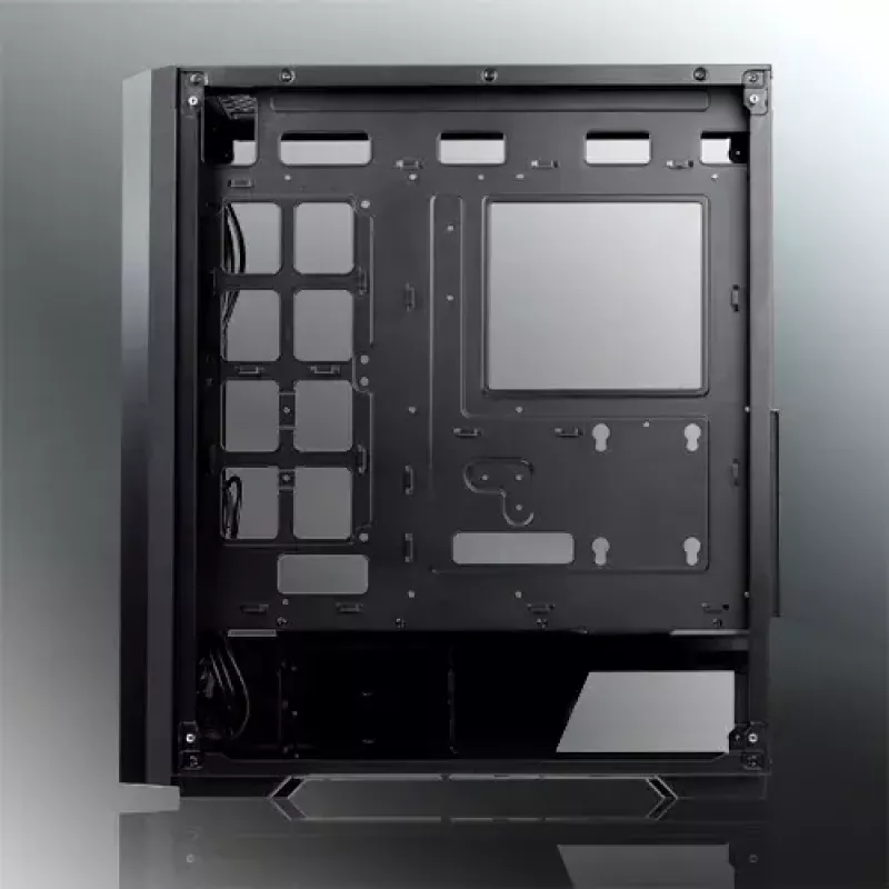 Korpusas Midi Tower RAIJINTEK Ponos MS – juodas, priekiniai 120/140 mm ventiliatoriai, 1x 120 mm galinis, HDD 3,5 colio, SSD 2,5 colio, 210×442×485 mm