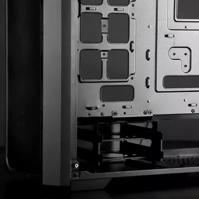 Korpusas Midi Tower RAIJINTEK Ponos MS – juodas, priekiniai 120/140 mm ventiliatoriai, 1x 120 mm galinis, HDD 3,5 colio, SSD 2,5 colio, 210×442×485 mm