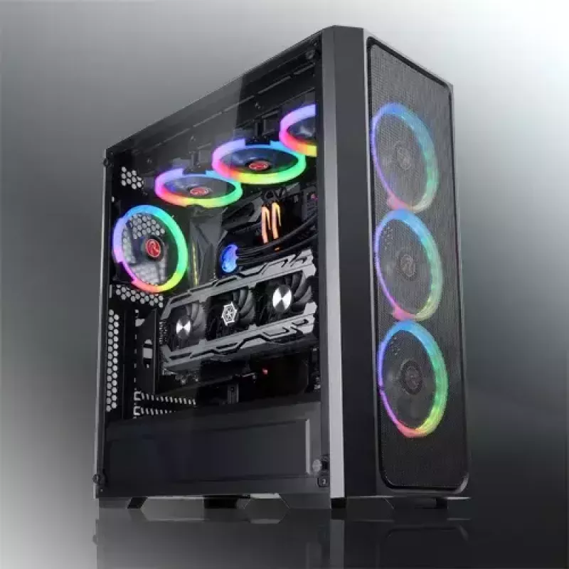 Korpusas Midi Tower RAIJINTEK Ponos MS – juodas, priekiniai 120/140 mm ventiliatoriai, 1x 120 mm galinis, HDD 3,5 colio, SSD 2,5 colio, 210×442×485 mm