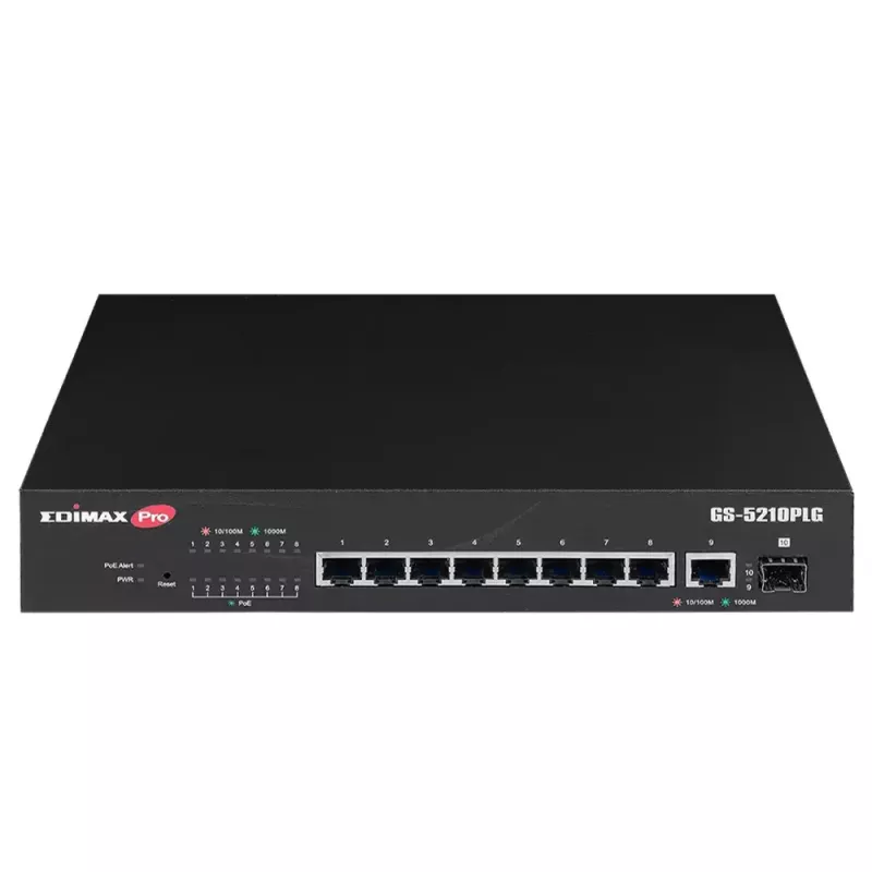 Valdomas jungiklis Edimax GS-5210PLG 8 prievadų Gigabit Ethernet PoE juodas