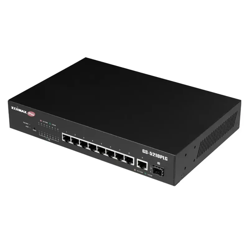 Valdomas jungiklis Edimax GS-5210PLG 8 prievadų Gigabit Ethernet PoE juodas