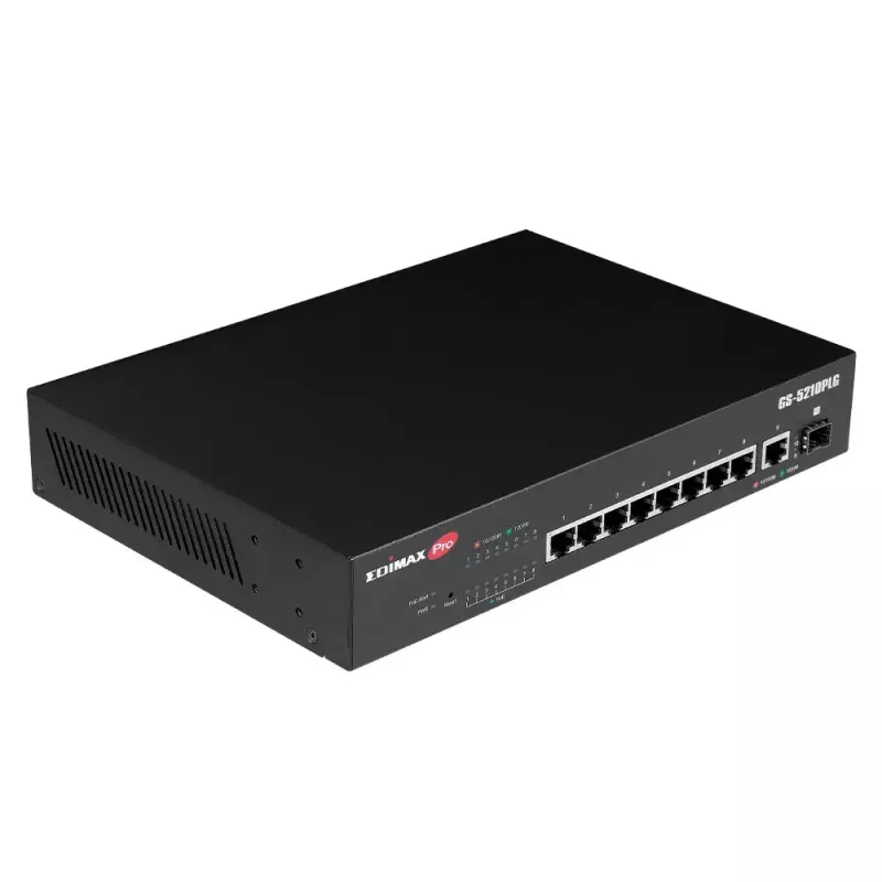 Valdomas jungiklis Edimax GS-5210PLG 8 prievadų Gigabit Ethernet PoE juodas