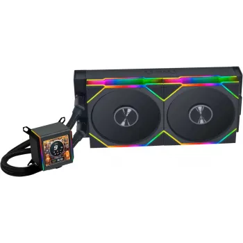 Skysčio aušintuvas „All-in-One“ „Lian Li Galahad II LCD 280 TL Wireless“ juodas – 280 mm radiatorius, LCD siurblys, belaidis valdiklis