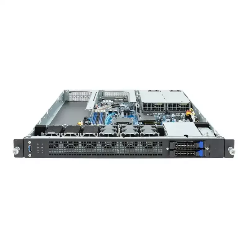 1U stovo serveris GIGABYTE E133-C10-AAG1 — lizdas AM5, AMD EPYC 4004 palaikymas, 4x DDR5 DIMM, 800W 80 PLUS Titanium maitinimo blokas