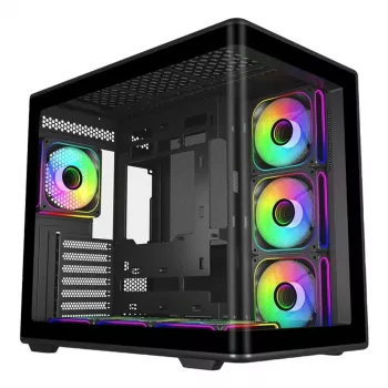 Korpusas PC Cooler Master Elite 600 Midi Tower Juodas su Grūdintu Stiklu, ATX/Micro-ITX, 3x120mm šoniniai + 1x120mm galinis ventiliatorius, 2x3.5 colio + 2x2.5 colio lizdai