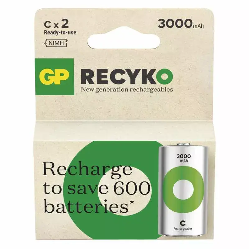 Įkraunama baterija GP Batteries Recyko 3000 C NiMH 3000 mAh 1,2 V (2 vnt.)