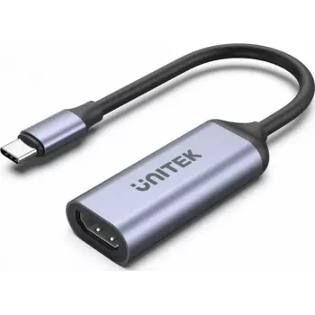 USB-C į HDMI adapteris Unitek V1416B, pilkas, vieno prievado vaizdo išvedimas