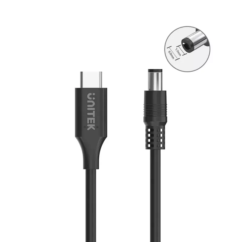 Maitinimo laidas UNITEK C14119BK-1.8M 1,8 m USB-C DC 20V 3,25A