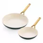 Keptuvių rinkinys 2 vnt. GreenPan Padova Reserve 20 cm ir 26 cm - žalia, nelipnė danga