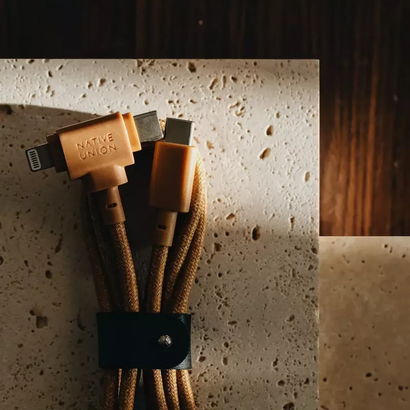 USB-C į USB-C / Lightning laidas Native Union Belt Cable Duo, 1,5 m, žalias