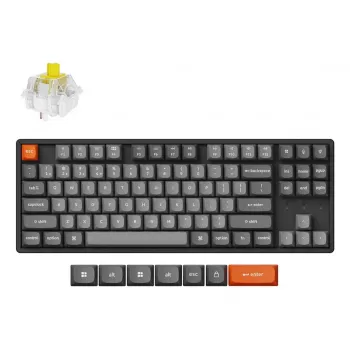 Mechaninė klaviatūra Keychron K8 Max 80% (87 klavišų) laidinis USB + RF belaidis + Bluetooth, RGB, juoda