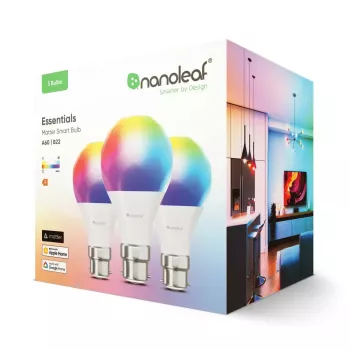 Nanoleaf NF080B02-3A19B protinga LED lemputė – valdoma per Wi‑Fi, Matter ir Bluetooth