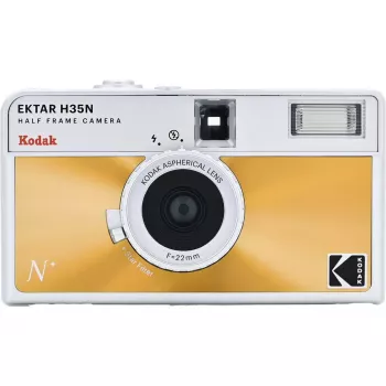 35 mm juostinis fotoaparatas Kodak EKTAR H35N Glazed Orange – taikyk ir šauk, fiksuotas objektyvas