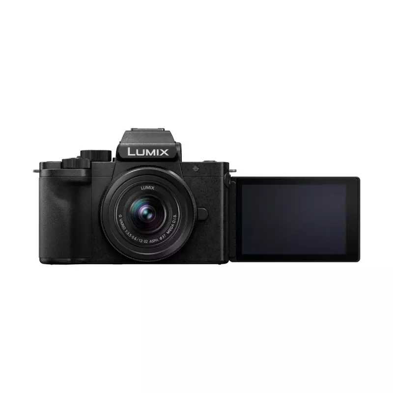 Panasonic Lumix DC-G100D juodas fotoaparato rinkinys su H-FS 12-32 objektyvu ir DMW-SHGR2 rankena