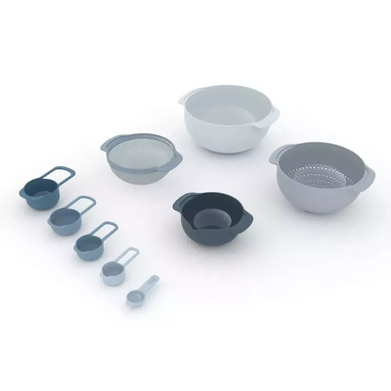 Virtuvės rinkinys Joseph Joseph Nest Stackable mėlynai pilkas 4.5L dubuo 1.65L sietelis