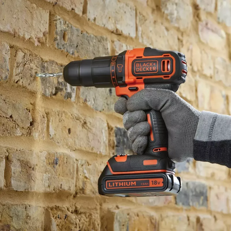 Gręžtuvas sūkio ir smūginis Black & Decker BDCHD18K-QW 1400 RPM, 1.5 Ah, juoda, oranžinė
