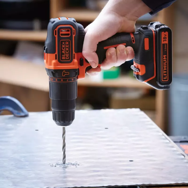 Gręžtuvas sūkio ir smūginis Black & Decker BDCHD18K-QW 1400 RPM, 1.5 Ah, juoda, oranžinė
