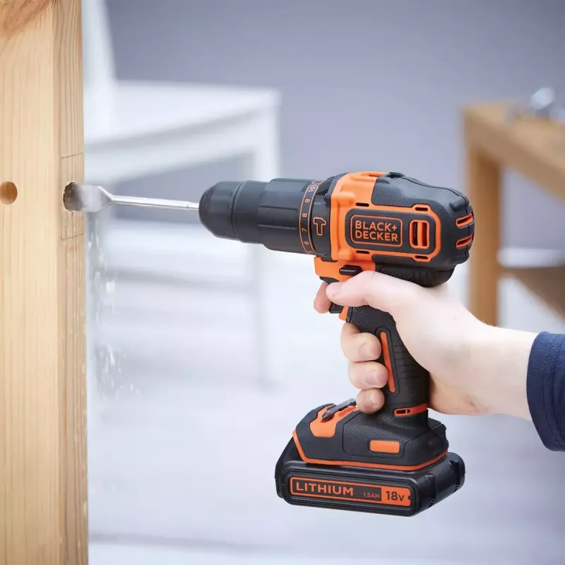 Gręžtuvas sūkio ir smūginis Black & Decker BDCHD18K-QW 1400 RPM, 1.5 Ah, juoda, oranžinė